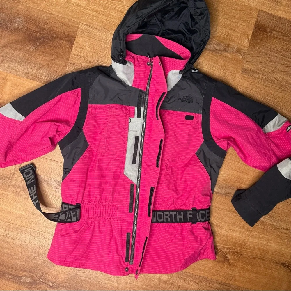 RARE The North Face Steep Tech Pink Colorblock Parka Ski Jacket Women’s large - Picture 3 of 16